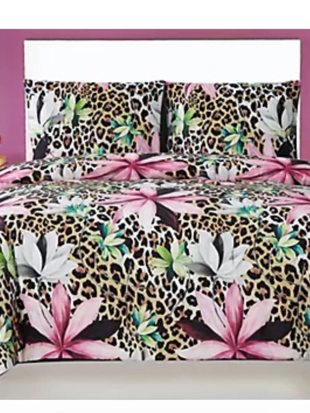 100% Cotton KING Duvet Cover Set Christian Siriano NWT Tahitian leopard floral
